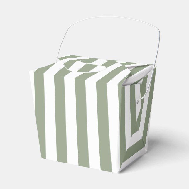 Sage Green and White Stripe Thank You Favor Box (Front Side)