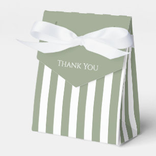 Sage Green and White Stripe Thank You Favor Box