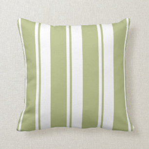 Sage Green and White Stripes Throw Pillow