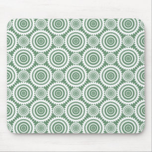 Sage Green and White Stylish Circles Pattern Mouse Pad