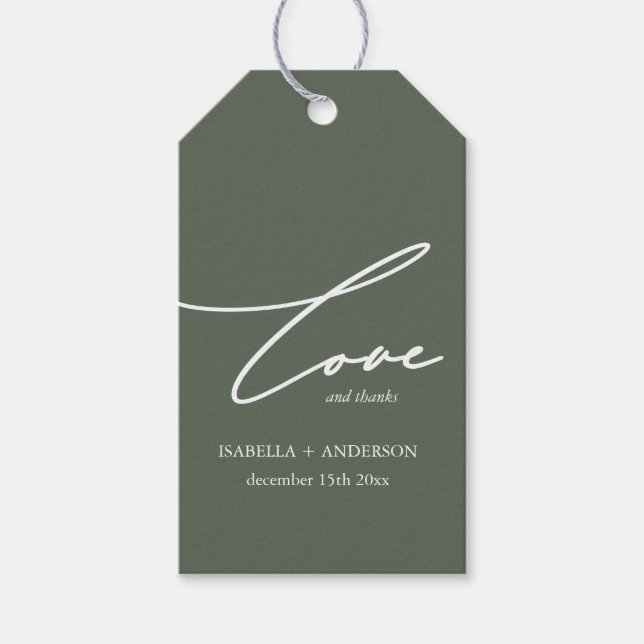 Sage Green and White Wedding Favour Gift Tag (Front)