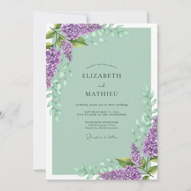Sage Green Angelic Spring Wedding Invitation (Front)