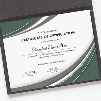 Sage Green Appreciation Certificate
