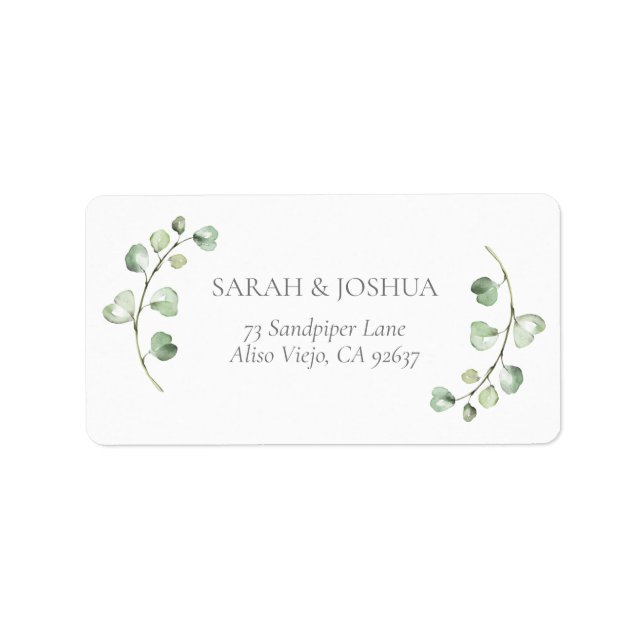 Sage Green Arch Botanical Wedding Return Address Label (Front)