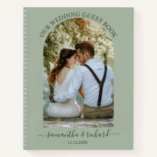 Sage Green Arch Personalized Photo Wedding Guest Notebook