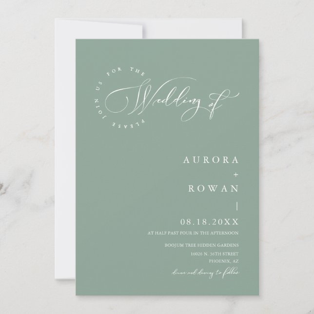Sage Green Arch QR Code Wedding Photo Invitation (Front)