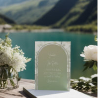 Sage Green Archway Wedding Invitation Floral