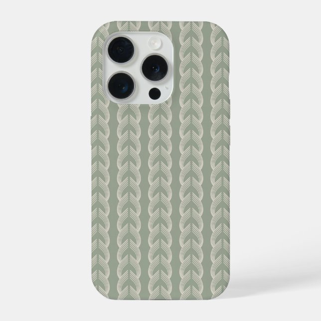 Sage Green Art Deco Arch Luxury Pattern iPhone Case (Back)