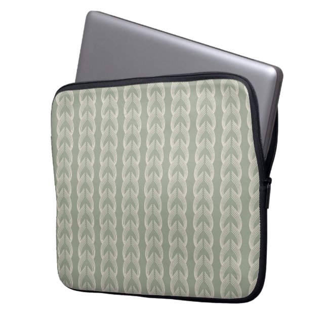 Sage Green Art Deco Arch Luxury Pattern Laptop Sleeve (Front Left)