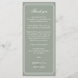 Sage Green Art Deco Reception Thank You Place Card