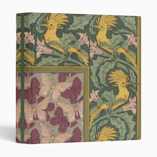 Sage Green Art Nouveau Hoopoe Butterfly Art Binder