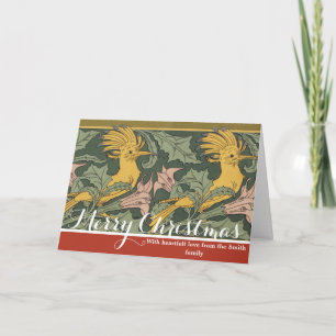 Sage Green Art Nouveau Hoopoe Butterfly Art Holiday Card