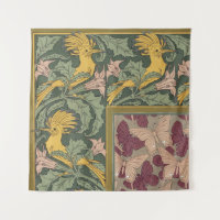 Sage Green Art Nouveau Hoopoe Butterfly Art