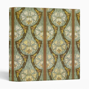 Sage Green Art Nouveau Lily Insect Pattern Binder
