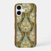 Sage Green Art Nouveau Lily Insect Pattern