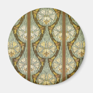 Sage Green Art Nouveau Lily Insect Pattern Magnet