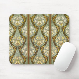 Sage Green Art Nouveau Lily Insect Pattern Mouse Pad