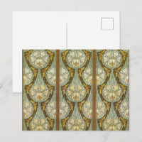 Sage Green Art Nouveau Lily Insect Pattern
