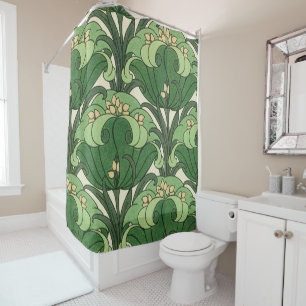 Sage Green Art Nouveau Lotus Floral Pattern
