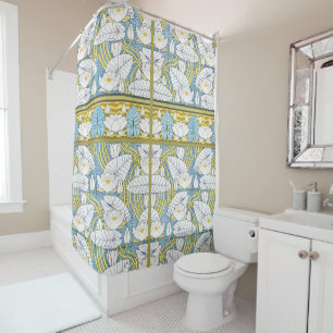 Sage Green Art Nouveau Water Lily Pattern