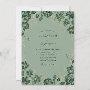 Sage Green Artistic Nature Wedding Invitation