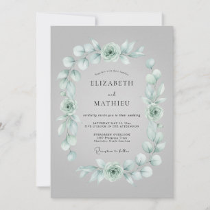 Sage Green Artistic Winter Wedding Invitation