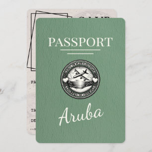 Sage Green Aruba Passport Save The Date