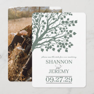 Sage Green Aspen Tree Wedding Save The Date