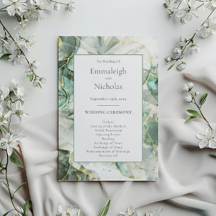 Sage Green Aventurine Crystal Wedding Programmes