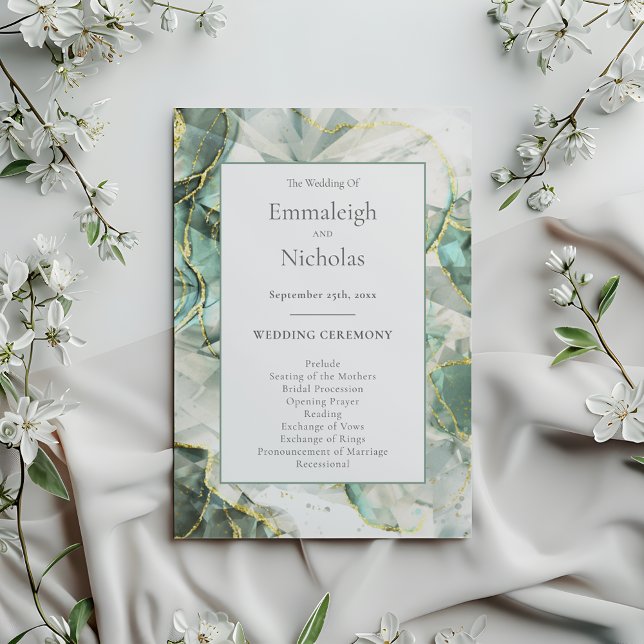 Sage Green Aventurine Crystal Wedding Programs (Creator Uploaded)