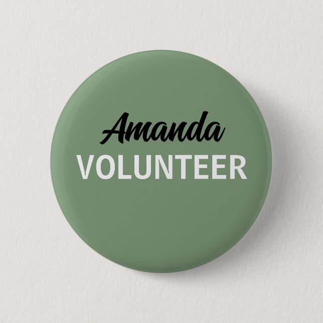 Sage Green Awesome Volunteer  2 Inch Round Button (Front)