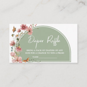 Sage Green Baby Bloom Baby Shower Diaper Raffle Enclosure Card