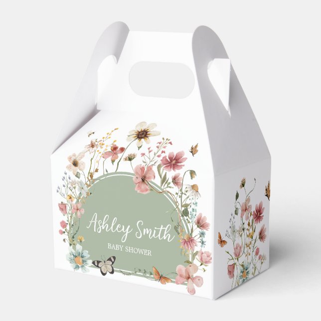 Sage Green Baby Bloom Baby Shower Favor Box (Front Side)