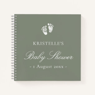 Sage Green Baby Footprint Baby shower Livre d'invi