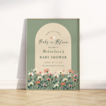 Sage Green Baby in Bloom Shower Welcome Sign