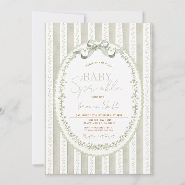 Sage Green Baby Sprinkle Invitation – Neutral (Front)
