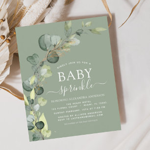 Sage Green Baby Sprinkle Shower Invitation Flyer