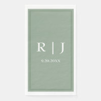 Sage Green Background Colour Monogram Wedding