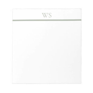 Sage Green Bar Monogram Personalized Notepad