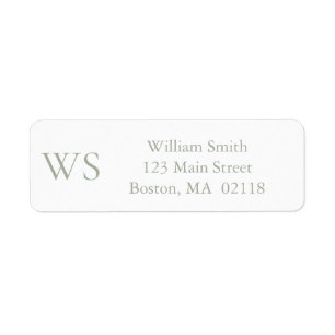 Sage Green Bar Monogram Return Address Label