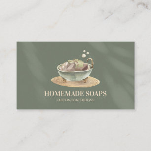 Sage Green Bath Tub Bubbles Soy Wax Soap Business Card