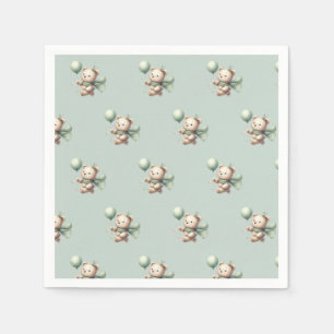 Sage Green Bear Baby Shower Napkins
