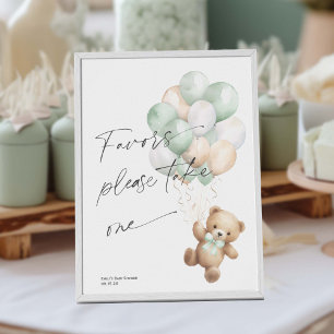 Sage Green Bearly wait Modern Shower Favour sign