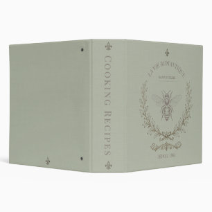 Sage Green Bee Engraving French Country Rustic Binder