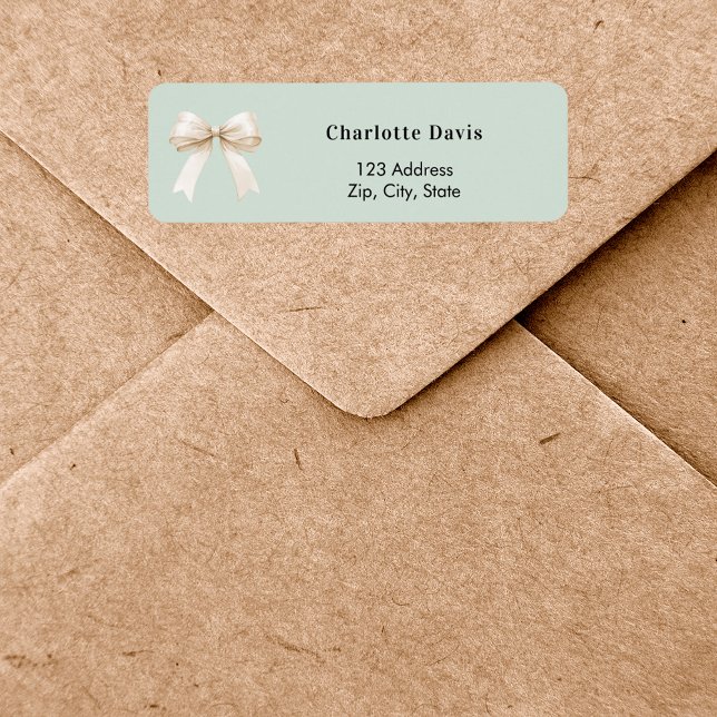 Sage green beige cream bow return address  (Creator Uploaded)