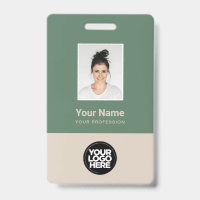 Sage Green Beige Employee Photo Logo Name