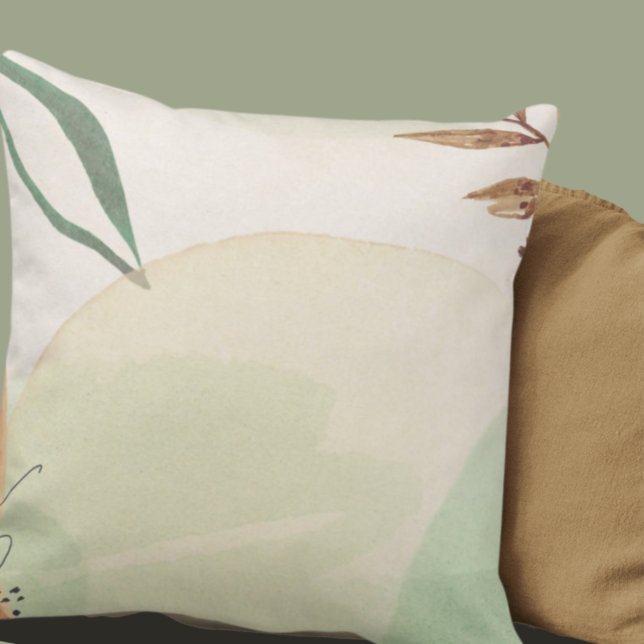 Sage Green & Beige Minimalist Natural Abstract Throw Pillow (Creator Uploaded)