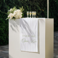 Sage Green & Beige Stripe Wedding Open Bar Banner
