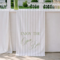 Sage Green & Beige Stripe Wedding Open Bar Banner