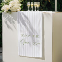 Sage Green & Beige Stripe Wedding Open Bar Banner